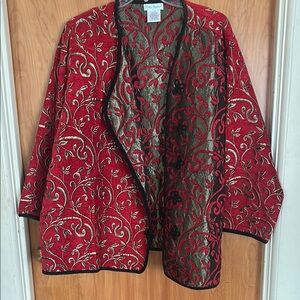 Ruby Red and Gold Floral Jacket
